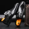 Dress Shoes Man Business Office Crocodile Grain Leather Loafers Monk Shoe Men's Buckle Casual Party Slip On Comfortable Flats