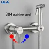 ULA Gold Bidet Wasserhahn Toilette Edelstahl Handbrause Set Kaltwassermischer Kran Badezimmer Duschkopf 240314