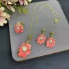 Collier trois pièces en coquillage rose fait à la main, en relief avec perle baroque, exquis, Design Original, bijoux de mariage pour femmes, nouvelle collection