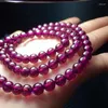 Bracelet en grenat violet naturel, 3 tours de perles, bijoux pour femmes et hommes, perle ronde en cristal de 5mm, pierre de guérison