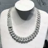 Collier chaîne à maillons cubains en argent VVS Moissanite glacé Hiphop de 18 mm