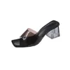 販売中のスリッパの女性靴2024高品質のPVCセクシーな夏の透明なかかとポンプ