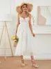 Casual Dresses Women Bohemian Long Dress Spaghetti Strap Tie-up Backless Cut Out A-Line Summer Holiday Elegant Sexy