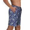 Men's Shorts Swimsuits Blue Paisley Board Summer Vintage Floral Print Casual Short Pants Males Sports Fitness Swimming Trunks