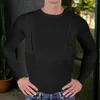 T-shirts pour hommes Hommes à manches longues Polyester Top Haute élasticité Slim Fit T-shirt de sport avec tissu doux à séchage rapide pour le printemps