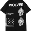 Darc T-shirt Classic Wolf Head Print Mens and Womens Cotton Short Sleeve Wolf Head Shirt Fitness Round Neck Kort ärm