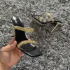 Buty Summer Kobiety Pumps 2021 Łańcuchowe obcasy Sandały Kapcie Seksowne kwadratowe szpilki Mole Mole swobodne buty modowe Kobieta