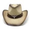 Chapéu de palha de férias masculino feminino chapéus de cowboy ocidentais para homens mulheres verão ao ar livre praia proteção solar boné europeu americano estilo étnico respirável bonés chapéu de sol