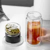 Butelka z wodą herbaty Wysoka borokrzewnik szklana podwójna warstwowa kubek infuzerowy puburka z filtrem 240314