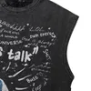 Vintage Tank Tops Streetwear Hip Hop Graffiti Letter Eye Graphic Print T-shirt Y2K MEN HARAJUU PUNK PUNK WASHED SHIRTS 240313