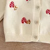 Vestes d'automne pour bébés filles, Cardigan en tricot pour nourrissons, princesse brodée de champignons, pull à col Lotus, vêtements tricotés pour filles