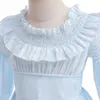 Meisjes cosplay zeemeermin jurken meisjes falbala revers bladerdeeg mouw taille terugtrekking prinses jurk kinderen prestatie kleding Z4298