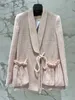 2024 Yeni Bahar Sonbahar Milan Pist Ceketleri Yakıt Boyun Uzun Kollu Moda Marka Aynı Stil Kadın Palto Tasarımcısı Tops 0317-10
