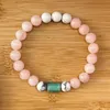 Strand 8MM Natural Stone Rose Quartz Bracelet For Women Amazonite Bangle Howlite Mala Beads Energy Healing Bracelets Jewelry Girl Gift