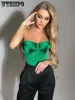 Tops Satin Corset Green Crop Tops Halter Tee Sexy Off Shoulder with Cups Tube Party Sleeveless Bustier Women Solid Goth Y2k Tank Top