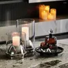 Candle Holders Modern Glass Light Luxury Home Decoration Living Room Dining Table Metal Candlestick Decorative Creative Ornament