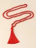 Collane con pendente OAIITE Collana di turchese rosso naturale Testa di Buddha femminile a tre vie 108 Perline di Mala Legato Nappa Gioielli con fascino lungo da uomo