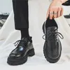 Geklede schoenen klein leer voor heren lente en zomer zwarte ronde kop binnen studenten stropdas Koreaanse versie van jeugd casual heren