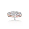 Designer Fireworks Castle Ring Princess Sparkling Diamond Crown Ring Gelaagd Dubbellaags 2-in-1 Combinatie Roségoud