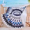 Mat 150cm Tassel Giant Beach Blanket Picnic Camping Mat Round Sandbeach Towel Printed Tableclothpad Calico Women Shawl Mattress