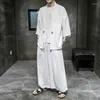 Vêtements ethniques Summer en vrac Ajustement Kimono Pantalon Cropped Set Two-Piece Cardigan japonais traditionnel plus taille 5xl Samurai Streetwear