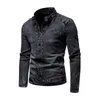 Jean Jacket Mens Autumn and Winter Fashion Cool Retro Fashion Slim Stand Collar Motorcykeljacket 240314