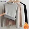 Half Turtleneck Sweater Womens Winter Sueter Warm Knit Pullover Big Size 4XL Poleras Plush Foded Knitwear Top Thick Slim Swety 240304