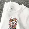 Camisetas brancas de algodão de manga curta para homens e mulheres no verão Ins China-chic Lovers Camisas de fundo soltas