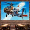 Attack Helicopter Wall Art Poster Wall Hanging Flag - Air Force Military Art Banner - Collectible Art Works Gift By Army Fans - Aviation Art Decorative Tapestry