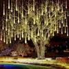 سلاسل 8 أنابيب LED Solar LED Meteor Shower Holiday Strip Light Outdoor Fairy String Lights for Street Garden Christmas Decoration Navidad