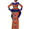 فساتين العمل مجموعات أفريقية للنساء Dashiki Bazin Riche Lady Party Garments 2 قطعة مع الأرجوحة الخلفية والتنانير المطبوعة الأزهار GG