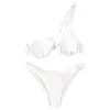 Costumi da bagno da donna Costume da bagno a due pezzi Set costume da bagno diviso Set bikini alla moda per donna Tinta unita Spiaggia monospalla