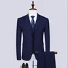 남성용 정장 Trajes Elegante Para Hombres 3pcs Blazer Vest 바지 줄무늬 캐주얼 품질 남성용 고급 의상 Homme에 적합합니다.