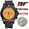 GF XB0180E4 ETA A7750 Vulcão automático do cronógrafo Polímero especial Mens relógio PVD Dial amarelo Nylon Leather Ptbl Super Edition PU238O