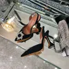 Designer slingback sandals pvc transparent pointed-toe stiletto crystal shoe luxury fashionable sexy temperament pumps women wedding dress shoes with box