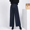 Pantaloni da donna M-4XL 3 colori inverno donna calore lana vita alta pieghe pantaloni larghi larghi moda donna casual solidi