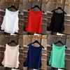 Damen Tanks Frauen Chiffon Casual Lose V-ausschnitt Ärmellos Solide TanksCamis Weiß Blau Grün Tops Abgeschnitten feminino