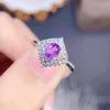 Cluster Rings Per Jewelry Natural Real Amethyst Rhombus Ring 5 7mm 0.85ct Gemstone 925 Sterling Silver Fine J225167