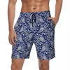 Men's Shorts Swimsuits Blue Paisley Board Summer Vintage Floral Print Casual Short Pants Males Sports Fitness Swimming Trunks