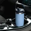 Bottiglia termica Tazza da caffè Bicchiere in acciaio inossidabile con manico in paglia Tazza da viaggio a doppia parete Boccetta per vuoto Bottiglia d'acqua per auto 240311