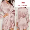 Ropa de dormir de las mujeres Volantes Albornoz Boda Novia Dama de honor Robe Verano Imitación Seda Kimon Vestido Yukata Camisón