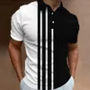 Modepolo skjorta för män 3d rand t-shirt toppar sommar kort hylsa högkvalitativa poloshirts svarta tees casual manliga kläder xl 240304