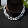 De 19mm Hip Hop Halsband Luxury Diamond Silver Heavy Necklace Baguette Iced Out Cuban Link Chain Halsband