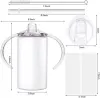 NEW 12oz Sublimation Blank Insulated Sippy Cups Stainless Steel Kids Tumbler with Handles Double Wall Vacuum Mug for Kids and Children 0317