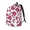 Backpack Red Rose Seamless Pattern Woman Small Bookbag Waterproof Shoulder Bag Portability Travel Rucksack Students School Bags