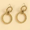 Stud Earrings Trendy Geometric Twisted Hoop For Women Stainless Steel Round Circle Vintage Statement Party Jewery