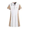 Dress 2024 new cotton lapel black and white designer designer casual short-sleeved embroidered dress Asian size S-3XL