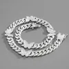 KIBO GEMS Iced Out Sterling Sier Round Cut Vvs Moissanite Miami Cuban Link Chain