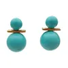 YYGEM office style 8.5mm-14mm Blue Sea Shell Pearl Round gold plated Stud Earrings 240305