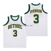 High School Bethel Hampton Allen Iverson Jersey 3 Basquete Moive College para fãs do esporte Equipe respirável Verde Amarelo Puro Algodão HipHop Pulôver Universidade